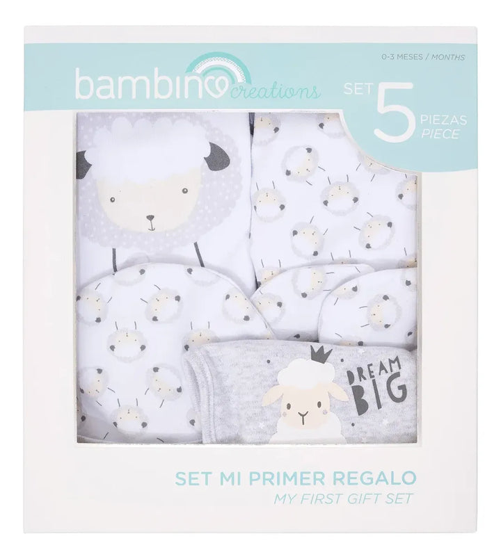Set Bambino Unisex 5 Piezas 100% Algodón (0 a 3 meses)