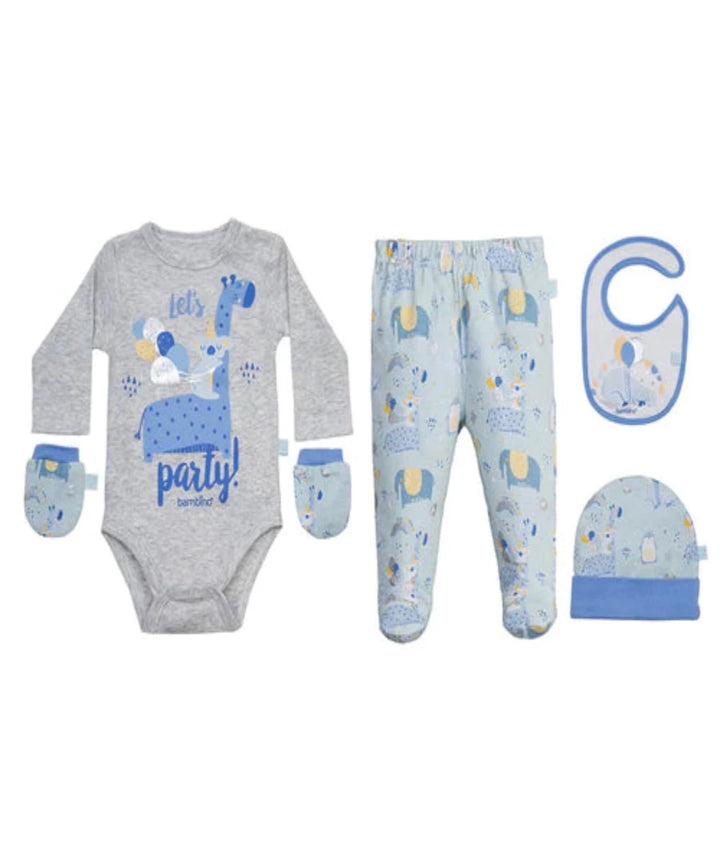 Set Bambino Niño 5 Piezas 100% Algodón (0 a 3 meses)